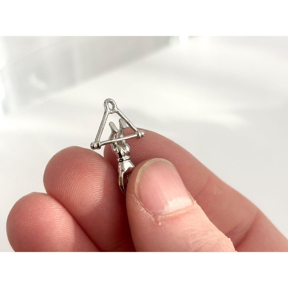 Gymnast | Acrobatic Man Silver Toned Teeny Tiny Figural Vintage Pendant | Charm - Picture 8 of 11